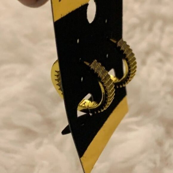 24k Gold Plated Sterling Silver Diamond Hoop Earrings - Picture 8 of 10